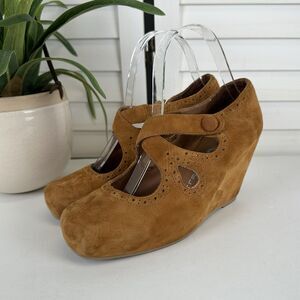 Jeffrey Campbell Leigh Wedge Heel Shoes Handmade‎ Ibiza Last Cognac Brown Size 8
